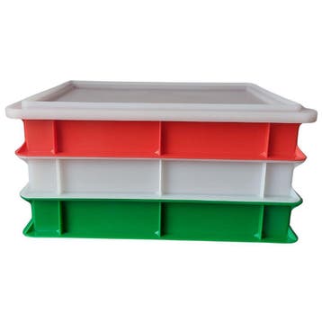 Set 3 Pizza deegkratten 40x30x7cm + 1 deksel - Deegbakken, Ophalen of Verzenden, Nieuw