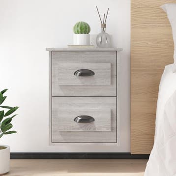 vidaXL Nachtkastjes 2 st wandgemonteerd 41,5x36x53 cm grijs, Minder dan 45 cm, Verzenden, Nieuw, Minder dan 55 cm