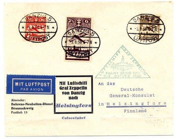 Danzig 1930 - LZ 127 - Zeppelin - Vlucht over de Oostzee /, Gestempeld