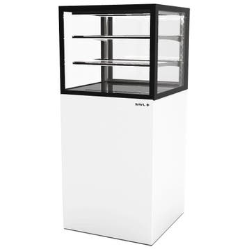 Neutrale Vitrine | INTEGRA | Wit/Zwart | 3 Niveaus | Wielen, Verzenden, Nieuw in verpakking