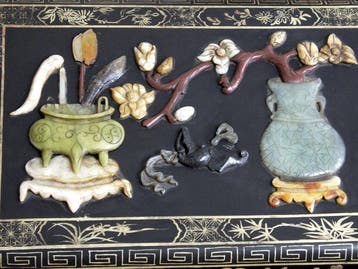 Chinees doos - Hout, Steen - Begin 20e eeuw, Antiek en Kunst