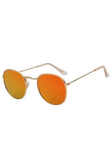 KIMU® Ronde Zonnebril Round Metal Goud Montuur Rond Oranje S, Sieraden, Tassen en Uiterlijk, Zonnebrillen en Brillen | Dames, Ophalen of Verzenden