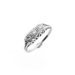 Witgouden Art Deco rijring met diamant 0,15 ct., Sieraden, Tassen en Uiterlijk, Ringen, Gebruikt, Overige kleuren, Ophalen of Verzenden