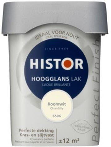 Histor Perfect Finish lak Hoogglans Zonlicht RAL 9010 - 0,75, Verzenden, Nieuw