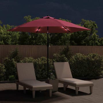 vidaXL Parasol met LED-verlichting en stalen paal 300 cm, Verzenden, Nieuw, 3 tot 4 meter