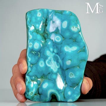 Levendig turkoois chrysocolla met oog-vormige formaties, Verzamelen