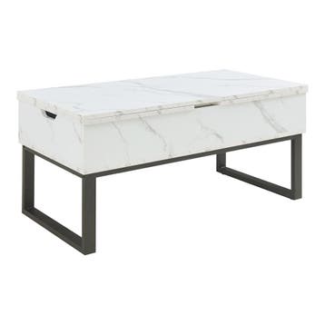 Salontafel Rauli marmerlook wit en zwart 100x50x47 cm [en.ca, Verzenden, Nieuw