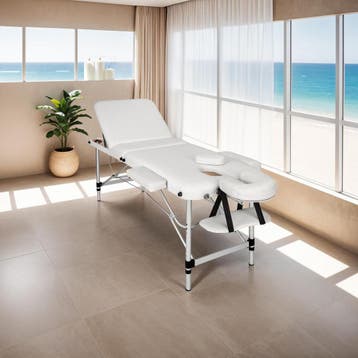 3 zones massagetafel met 5cm vulling en aluminiumframe - wit, Sport en Fitness, Verzenden, Nieuw