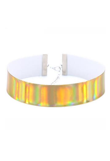 Choker Goud Iridescent Holografische Ketting Halsband Collar, Kunststof, Verstelbaar, Nieuw, Ophalen of Verzenden