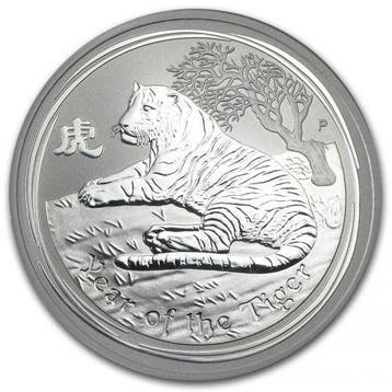 Lunar II - Year of the Tiger - 1 oz 2010 (300.000 oplage), Verzenden, Losse munt, Zilver