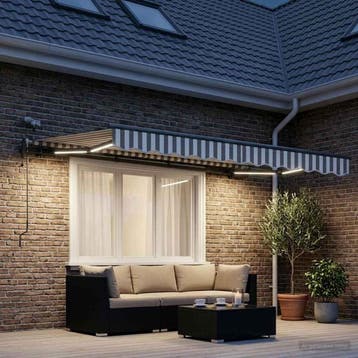 vidaXL Uitschuifbare luifel Lichtgrijs en wit. 300 x 250 cm, Verzenden, Nieuw