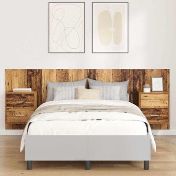 vidaXL Hoofdbord Met Kast 3 st Oud Hout Bewerkt hout, Verzenden, Nieuw, Bruin, Hout