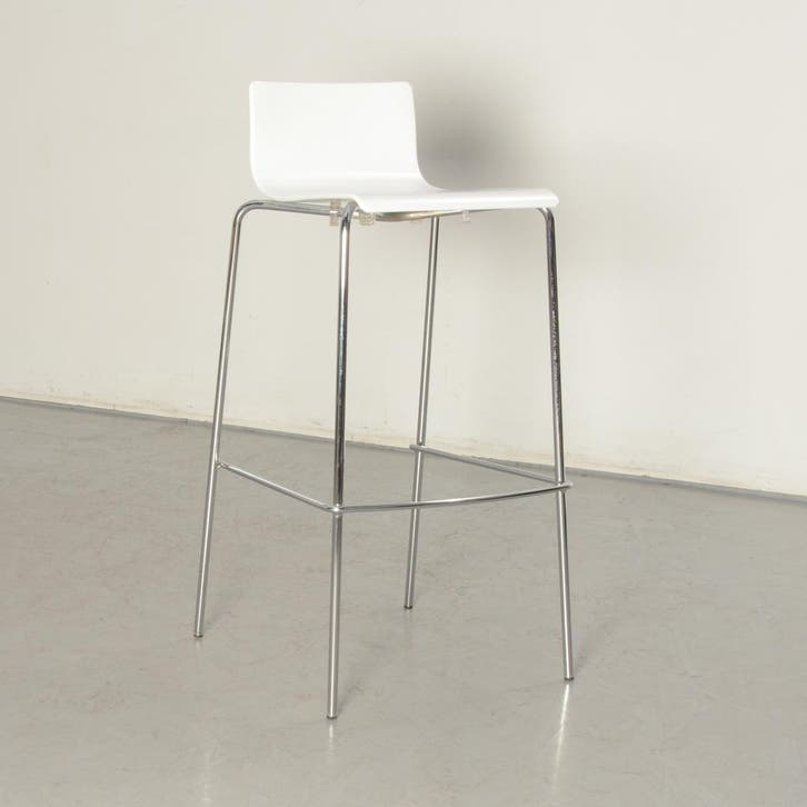 Sintesi designbarkruk, wit, 4-poot onderstel, Huis en Inrichting, Bureaustoelen, Ophalen of Verzenden