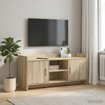 vidaXL TV-kast 102 x 33 x 47 cm Sonoma Eiken Bewerkt hout, Minder dan 50 cm, Verzenden, Nieuw, Minder dan 100 cm