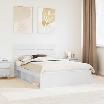 vidaXL Bedframe met hoofdeinde Wit 160 x 200 cm Massief, Verzenden, Nieuw, Wit, Hout