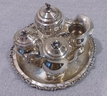 Koffie- en theeservies (5) - .800 zilver, Antiek en Kunst