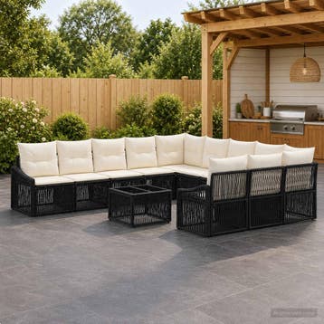 vidaXL Tuinbankenset 12 st Zwart poly rattan, Tuin en Terras, Verzenden, Nieuw, 2 zitplaatsen