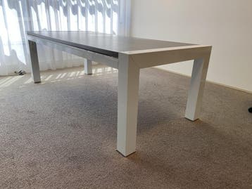 Gebruikt bureau Kembo MI 220x100cm wit/donker eiken, Nieuw in verpakking