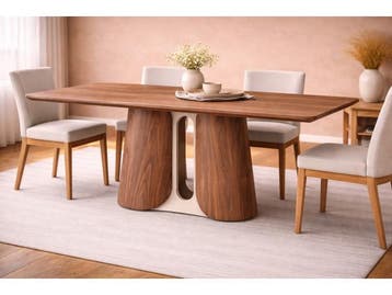 Veiling -  Eettafel Walnoot 240x110x76 - Rechthoek ronde ran, Nieuw