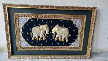 Wandtapijt - 52 cm - 87 cm - Birmaans Kalaga tapijt