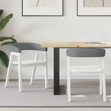vidaXL Eettafelstoelen 2 st Massief Rubberhout Wit 54 x 57 x, Verzenden, Nieuw, Wit