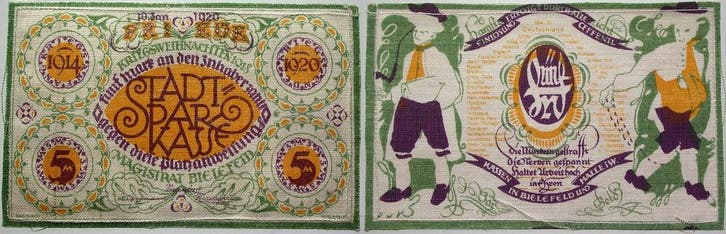 5 Mark 10 1 1920 Stadtsparkasse Bielefeld, Postzegels en Munten, Munten | Nederland, Verzenden