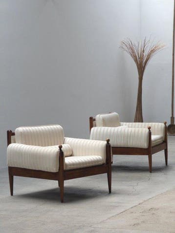 Fauteuil (2) - Hout, Textiel