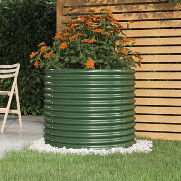 vidaXL Plantenbak 80x80x68 cm gegalvaniseerd staal groen, Verzenden, Nieuw, Metaal, 60 tot 100 cm