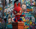 AT9 - [Canvas L] Spiderman Labubu - Graffiti Art