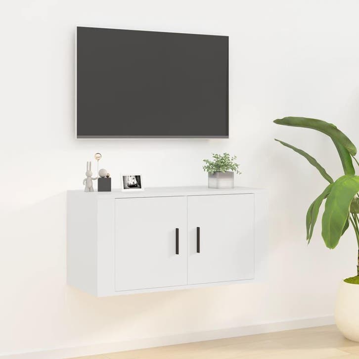 vidaXL Tv-wandmeubel 80x34,5x40 cm wit, Huis en Inrichting, Kasten | Televisiemeubels, 25 tot 50 cm, Nieuw, Overige houtsoorten