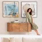 *WOONWINKEL* Kare Design Grace Dressoir Mangohout En Marmer, Huis en Inrichting, Verzenden, Nieuw