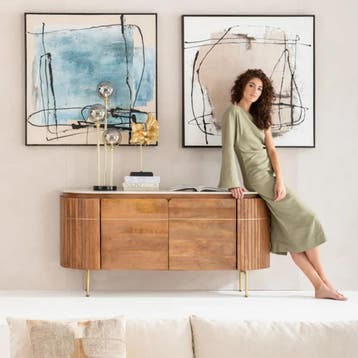 *WOONWINKEL* Kare Design Grace Dressoir Mangohout En Marmer, Verzenden, Nieuw