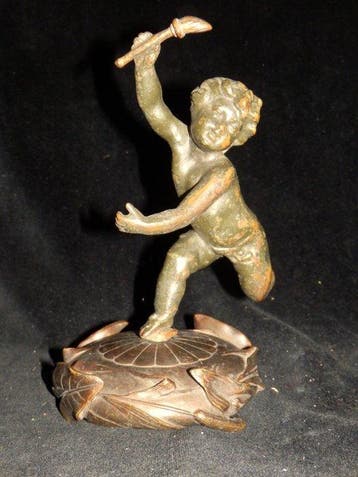 Antiek Sculptuur beeld van een Jongetje - Putto - sculptuur,