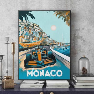 Retro F1 Formule 1 Raceauto Posters - Neon City Canvas Muurk, Verzenden, Nieuw