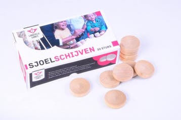 Set sjSjoelschijven Berkenhout Groot – Set van 30 Hol, Ophalen of Verzenden, Zo goed als nieuw