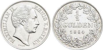 1/2 Gulden Bayern Maximilian Ii Joseph 1848-1864, Verzenden