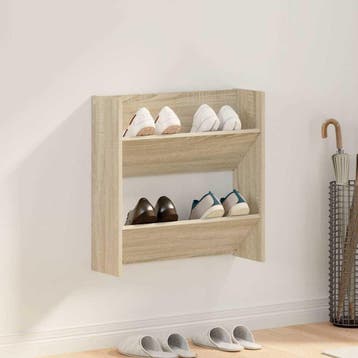 vidaXL Wandschoenenkast 60x18x60 cm spaanplaat sonoma, Verzenden, Nieuw