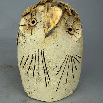 Ewa Budzowska - sculptuur, No reserve- the owl- with 24carat