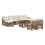 vidaXL Tuinbankenset 10 pcs Beige poly rattan, Verzenden, Nieuw, Meer dan 8 zitplaatsen