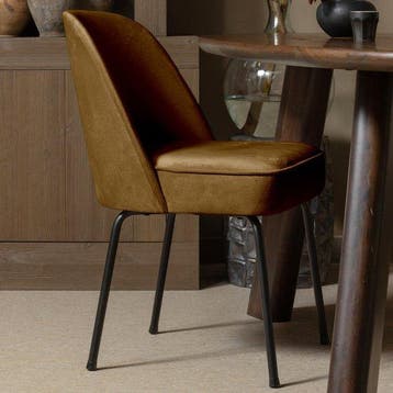 WOOOD Vogue Eetkamerstoel - Fluweel - Honinggeel - 83x50x60, Verzenden, Nieuw
