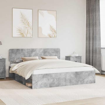 vidaXL Bedframe met hoofdeinde Beton 180 x 200 cm Massief, Verzenden, Grijs, Hout, Nieuw