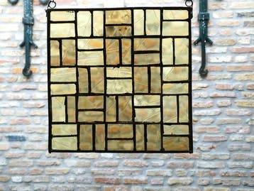 Art Deco Glas-in-loodraam - Handvervaardigd - 1970-1980 -