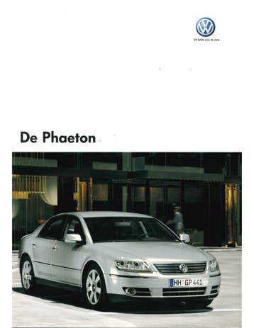 2005 VOLKSWAGEN PHAETON BROCHURE NEDERLANDS, Nieuw, Volkswagen, Author