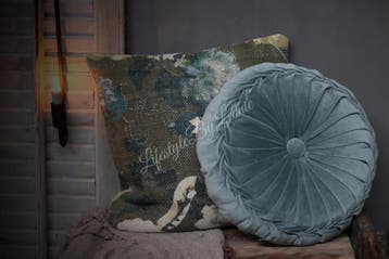 Rond velvet kussen Lead 40 cm, Huis en Inrichting, Woonaccessoires | Kussens, Ophalen of Verzenden, Nieuw