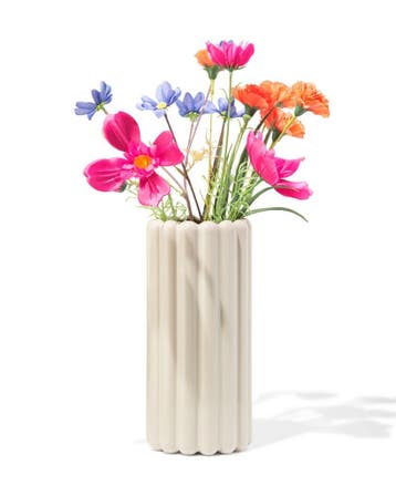 HEMA Vaas 28cm keramiek ribbel grijs laag geprijsd, Huis en Inrichting, Woonaccessoires | Vazen, Verzenden, Nieuw, Grijs