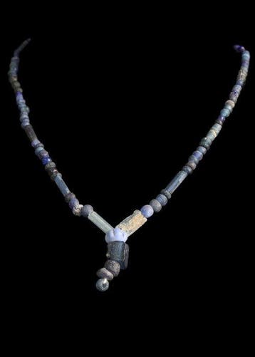 Oud-Romeins Donkerblauw glas Kralenketting (Zonder