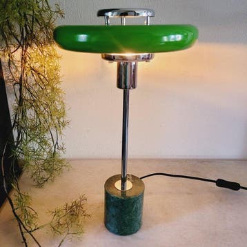 Lamp - Bankierslamp/ Notarislamp, 1980 - Marmer, Metaal, Antiek en Kunst