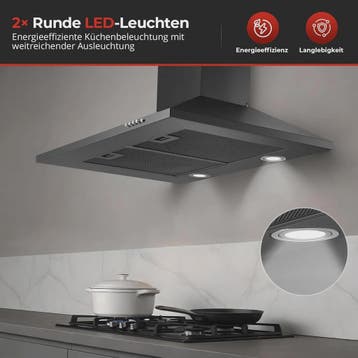 60cm Zwarte RVS Afzuigkap met 400 m³/h, A+++ Energieklasse e, Verzenden, Nieuw