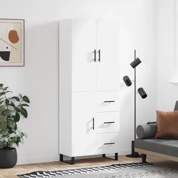 vidaXL buffetkast 69,5x34x180 cm bewerkt hout wit, Minder dan 50 cm, Verzenden, Nieuw, Minder dan 100 cm