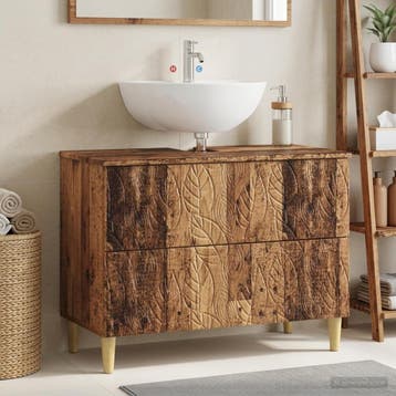 vidaXL Badkamer wastafelkast DELFT Oud hout 82 x 41 x 59 cm, Verzenden, Nieuw, Wastafelkast